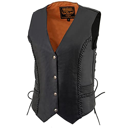 Image of Milwaukee Leather Women's Premium Classic Leather Motorcycle Rider Vest w /Adjustable Side Laces