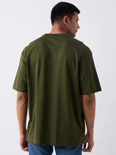 Image of Spykar Men's Oversized Round Neck Half Sleeve Solid Casual T-Shirt