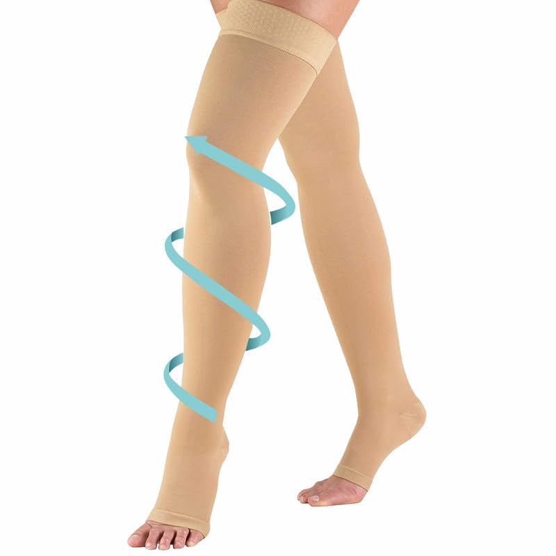 - Cotton Medical Compression Stockings for Varicose Veins | DVT Stockings for Women & Men | Class 2 Graduated Compression Socks (23-32 mmHg) | Thigh Length Compression – 2XL