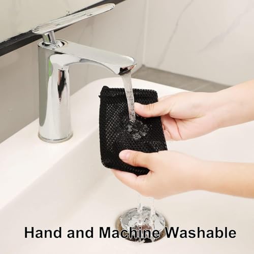 5Pcs Small Mesh Bags,Black Nylon Mesh Drawstring Bags Drawstring Net Bag Small Travel Stuff (6 x 4Inch)4