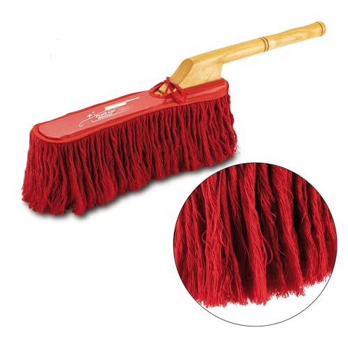 EUROtops Profi Car Duster – Cepillo de mano ideal para polen y limpieza de coche sin agua, flecos encerados, fibras de algodón, mango largo, conocido en Estados Unidos