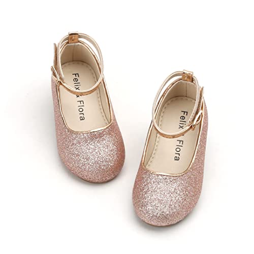 Image of Felix & Flora Girls Toddler Little Ballet Shoes - Flower Girls Mary Jane Flats Dress Shoes Party Wedding