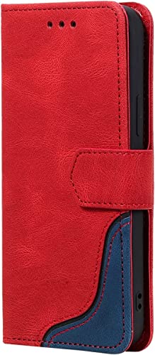 Étui iPhone 14 antichoc pour éviter les écrans brisés avec rangement portefeuille rouge