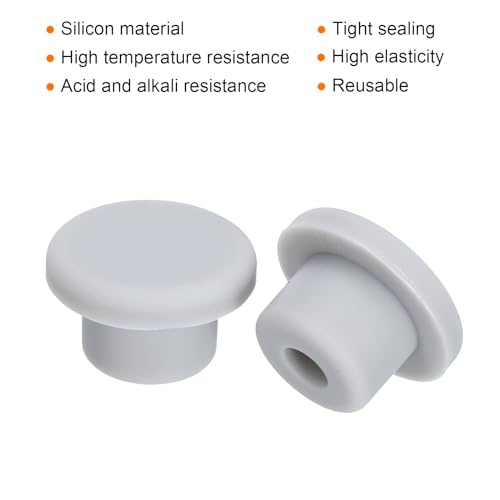 Image of MECCANIXITY High Temp Silicone Plugs, Grey, Pack of 10, OD 23mm /0.91 Inch, Mount Dia 15mm /0.59 Inch, T Shaped Rubber Stopper for Powder Coating, Painting, Anodizing, Plating & Media Blasting