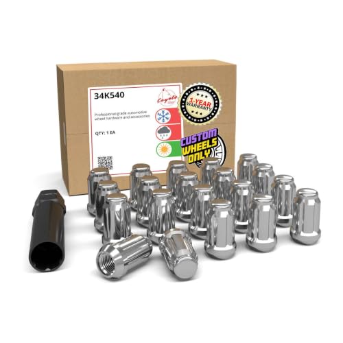Image of Wheel Accessories Parts 20 Pcs 7 /16 inch-20 Thread Car Spline 35mm 1.38 inch Long Lug Nuts Chrome Spline Hex Fits Many Classic Chevrolet Buick GMC Pontiac Vehicles