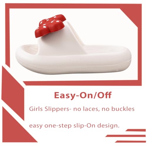 Image of Girls Cloud Bow Slide & Shower Slippers - Non-Slip Slip-On Kids Beach Pool Indoor Outdoor Shoes