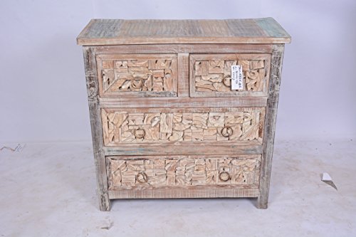 Cómoda tallada a mano de madera maciza de 4 cajones para dormitorio 3