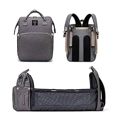 3 In 1 Wickeltasche Rucksack, Große Kapazität Windelbett wasserdichte Reise Windeltasche, Multifunktionale Faltbare Babybett Wickeltisch