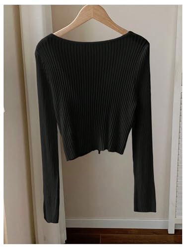 Image of SHENHE Women's Tie Front Long Sleeve Crop Rib Knit Cardigan Lightweight Sweaters Shrug Spring Top