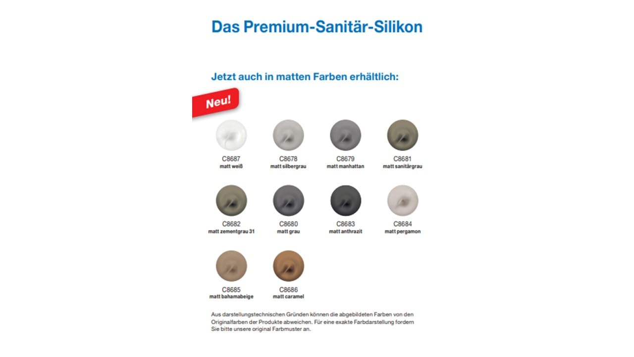 OTTOSEAL S 100 Premium-Sanitär-1K-Silicon Dichtstoff matt 6 Kartuschen auf Acetat Basis Otto Chemie (6x matt anthrazit C8683)