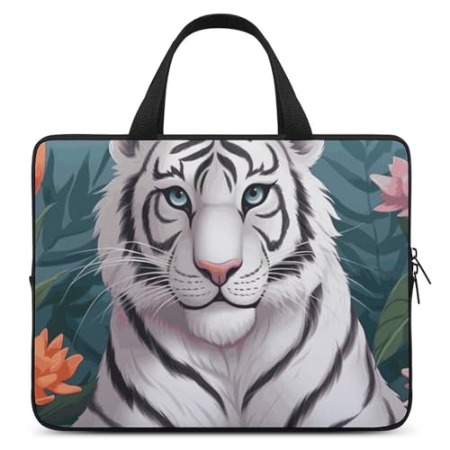 Sac de transport pour ordinateur portable 13 pouces mignon tigre blanc