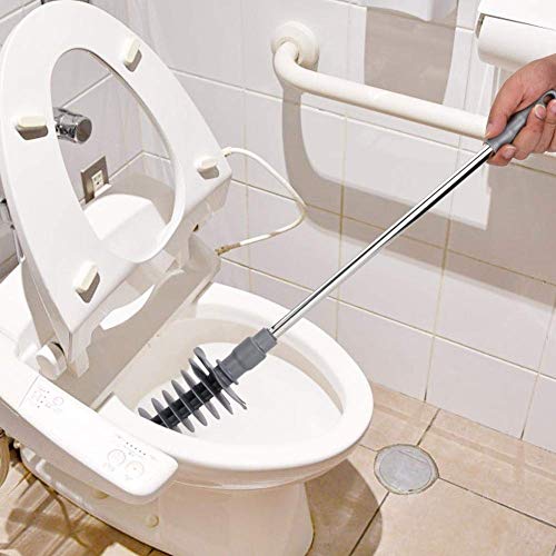 Image of TOPINCN Toilet Plunger Long Handle Toilet Plunger Bathroom Blockage Unblocker Flexible Clog Remover Dredge Tool
