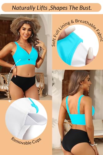 Image of Women's Bikini Top - Supportive Swimsuit for Large Bust - 2025 Cut Out Twist Swim Top