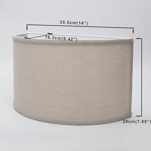 Image of Yosoan 2-Light Double Lamp Semicircle Fabric Shades, Linen Fabric Lampshade 2 Bulbs for Wall Sconce Lamp Replacement for Stairwell Bedside Hallway Home Decor(Linen)