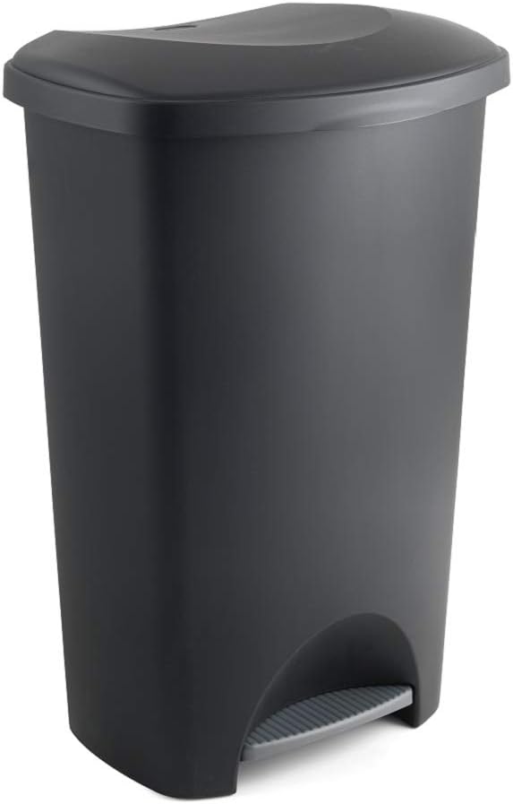 Addis Plastic Family Kitchen Utility Bin 50 Liter Black with Silver Pedal