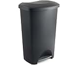 Addis Plastic Family Kitchen Utility Bin, 50 Litre, New Black with Silver Pedal