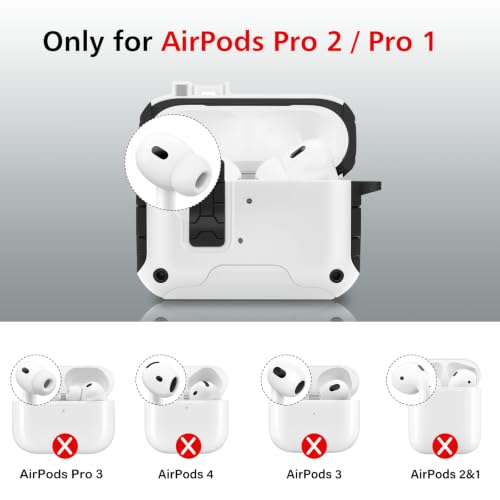 Image of HITZEE for AirPods Pro 2 /1 Case, Compatible with AirPods Pro 2(2022) /Pro 1(2019) Case, Magnetic Automatic Lock with Phone Stand, Compatible with MagSafe Cover, Black /White