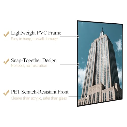 Image of Lavezee 24x36 Poster Frame 6 Packs, Lightweight Poster Frames Display 24 x 36 Inch Photo Picture Artwork for Wall
