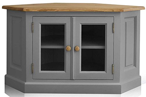 Image of APRODZ Mango Wood Borgia TV Stand Entertainment Unit for Living Room | Grey Finish