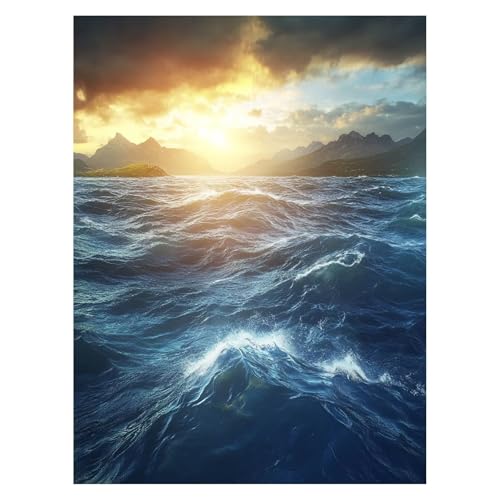 数字油絵 海 数字塗り絵画 手芸キット 風景 ペイントバイナンバー 手作りキット 子供 初心者 と アクリル絵の具 と ブラシ キャンバス 50 x 70 Cm Paint by numbers のために そして自宅 壁飾り ギフト 女性 model-41