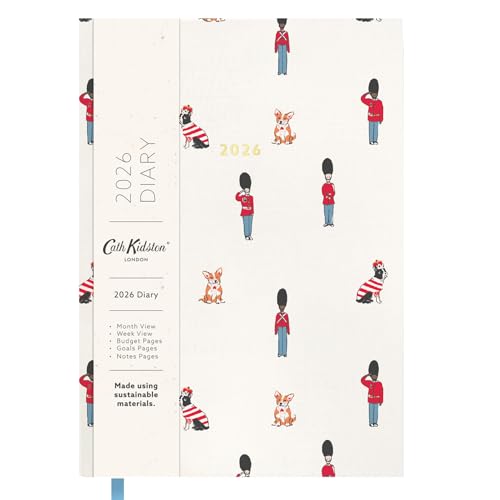 Widdle Gifts Cath Kidston 2026 A5 Diary Cloth Bound Week to View Diary with Monthly Planner - Guards Ditsy 2319