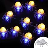 【Cadeau Idéal】Le design classique de l'araignée est un excellent cadeau pour Halloween. Il convient parfaitement comme cadeau de fête, cadeau promotionnel ou petite nouveauté. Ces lumières LED araignées illumineront votre Halloween!