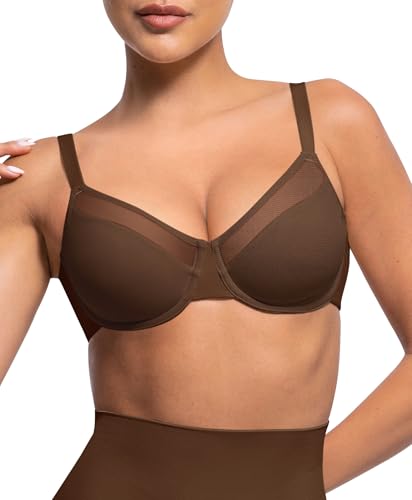 Lover-Beauty Minimizer Bras for Women Full Coverage Unlined Underwire Bras Plus Size Lifting Bra for Heavy Breast, Brown 38D