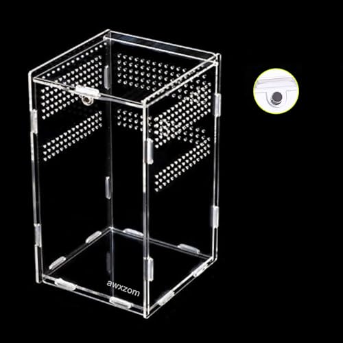 AWXZOM Magnetic Acrylic Case, micro habitat small Tarantula Enclosure enclosure for arboreal Tarantula Scorpion Sling Lizards Mantis Snake Gecko jumping spider snail Insect Isopods (4.7*4.7*7.8 inch)