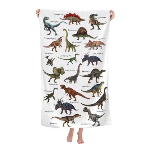Dinosaur Dino Beach Towel Dino Pattern Thin Lightweight Bath Towels Quick Dry Absorbent Microfiber Swim Yoga Pool Beach Accessories (Stegosaurus Dimetrodon Velociraptor) - 30x60 Inch/ 77X153cm