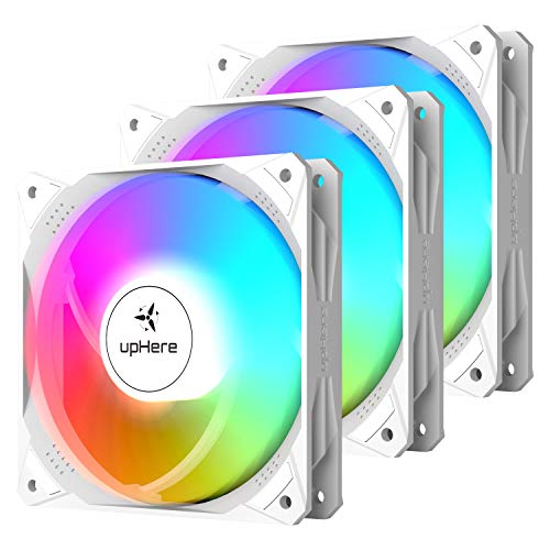 upHere 120mm White Case Fan 3-Pin High Airflow Long Life Colorful LED for Computer Cases Cooling,3-Pack,NT12CF3