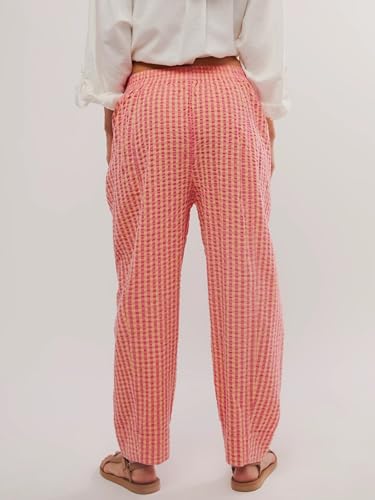 Gingham Pants for Women - Loose Fit Lightweight Elastic Waist Pants with Pockets – Casual Womens Trousers3
