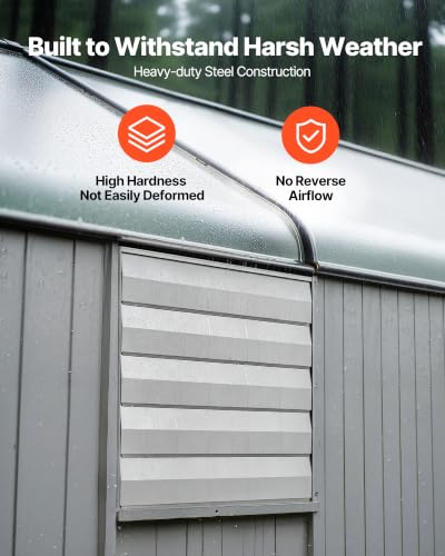 Image of VEVOR 24 Inch Shutter Exhaust Fan Wall Mounted Automatic Louvers Silver, Sturdy Steel Housing, Low Noise, AC Motor, 7030 CFM Ventilation and Cooling for Attic, Garage, Barn, Greenhouse, Workshop | Wall Mounted Attic Fan Automatic Shutter, AC Motor, Heavy-Duty, Ventilation Cooling for Garage, Greenhouse, Shed, Silver