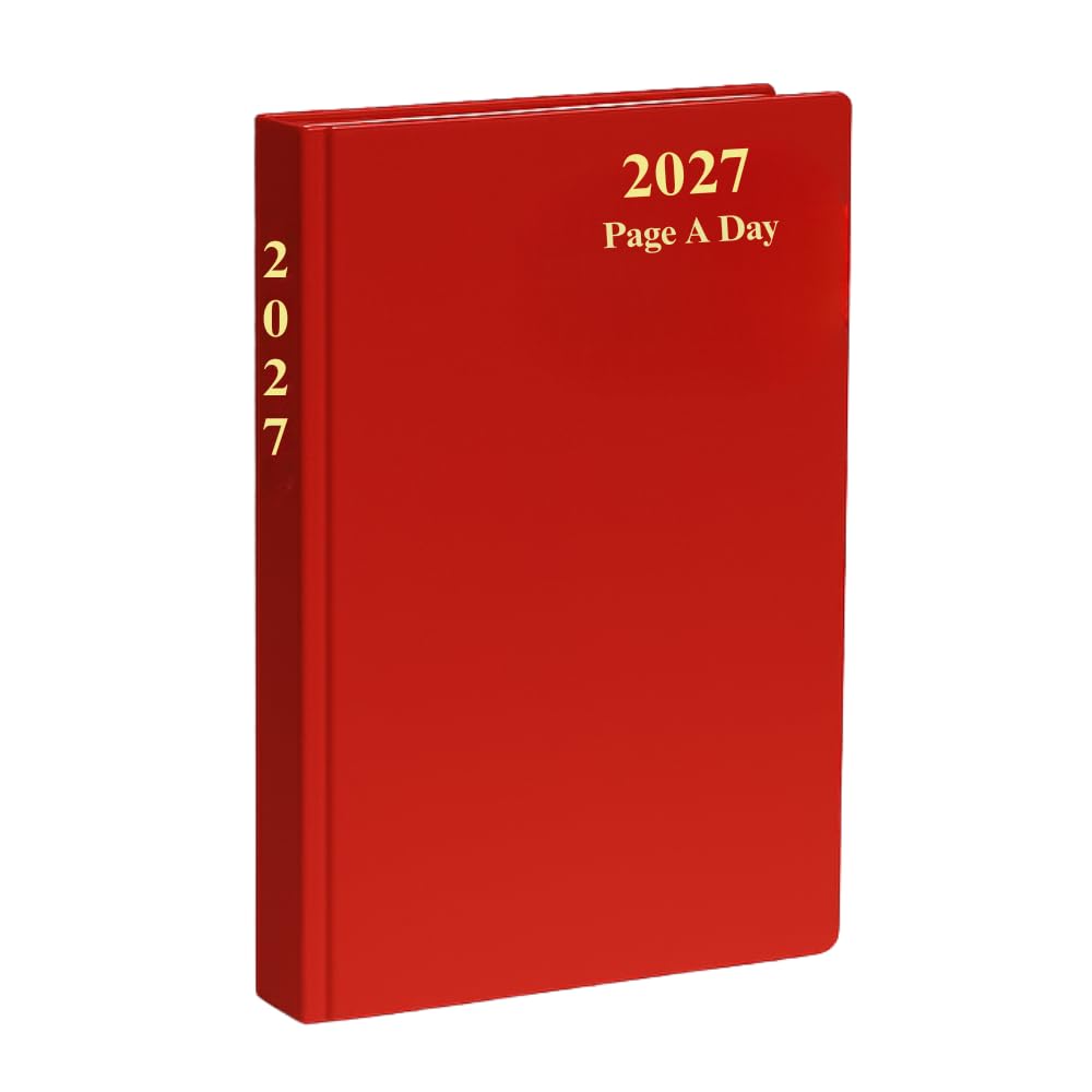 eMKay® 2027 A4 Page a Day Diary (HalfPage Weekends) – Hardback Casebound Organiser | A4 Page-a-Day Desk Planner with Ribbon Marker & UK Content (BURGUNDY)