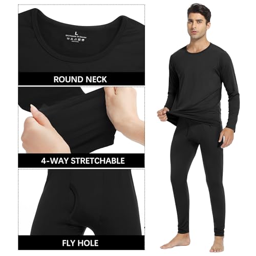 URATOT 3 Sets Men's Thermal Underwear Set Fleece Lined Long Johns Thermal Underwear Base Layer Set for Men Cold Winter3