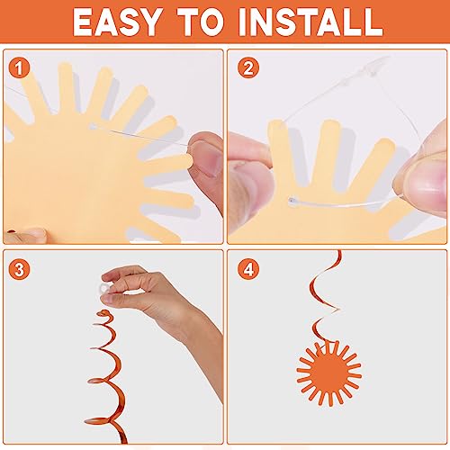 60Pcs Boho Sun Banners First Trip Around The Sun Birthday Decorations Muted Garland Kit Sunshine Hanging Swirl for Indoor Outdoor 1st Birthday Baby Shower Favor Party Supplies Decor