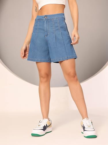 Image of Dolce Crudo Women's Regular High Rise Stretchable Denim Shorts