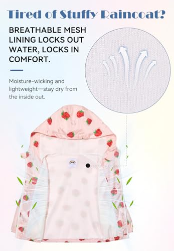 Image of Zando Lightweight Girls Rain Jacket - Hooded Windbreaker Water-Resistant Girls' Outerwear Jackets & Coats for Kids 4-10Y