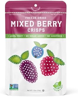 Nature’s Turn Freeze-Dried Mixed Berry Crisps – Healthy, Gluten-Free, Crispy & Delicious, Plant-Based Snack, Ideal for Cereal, Smoothies, School Lunches, & On-the-Go, Bags of 6 (1.2 oz Each)