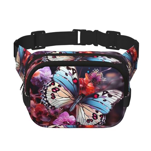 Sac banane à fleurs réglable motif papillons colorés taille unique