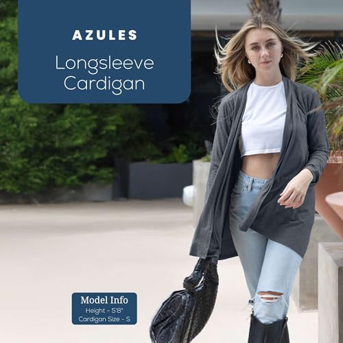 Image of Azules Long Sleeve Womens Cardigan, Flowy Longer Rayon Sweater Lightweight Cardigan for Casual or Dressy Outfits