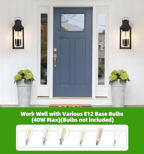 Image of 25'' Large Outdoor Wall Lights, Modern Black Exterior Sconce Light Fixture