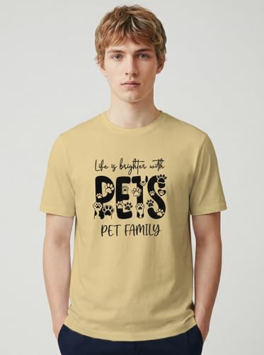 Image of INDISSH T-Shirt for Man | Regular and Plus Size Upto 7XL | Pet Lover Graphic Printed | Round Neck Cotton Fabric Regular fit Casual T-Shirt for man - RNM-PETFAMILY-PAR