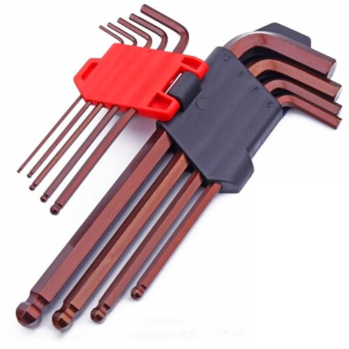 GBSONGLIANGBO Llaves Allen,Llave Allen Juego de Llaves hexagonales universales de 9 Piezas, Juego de Llaves de Doble Cabeza de Bola Plana Torx de Brazo Largo y Corto(Torx Head L)
