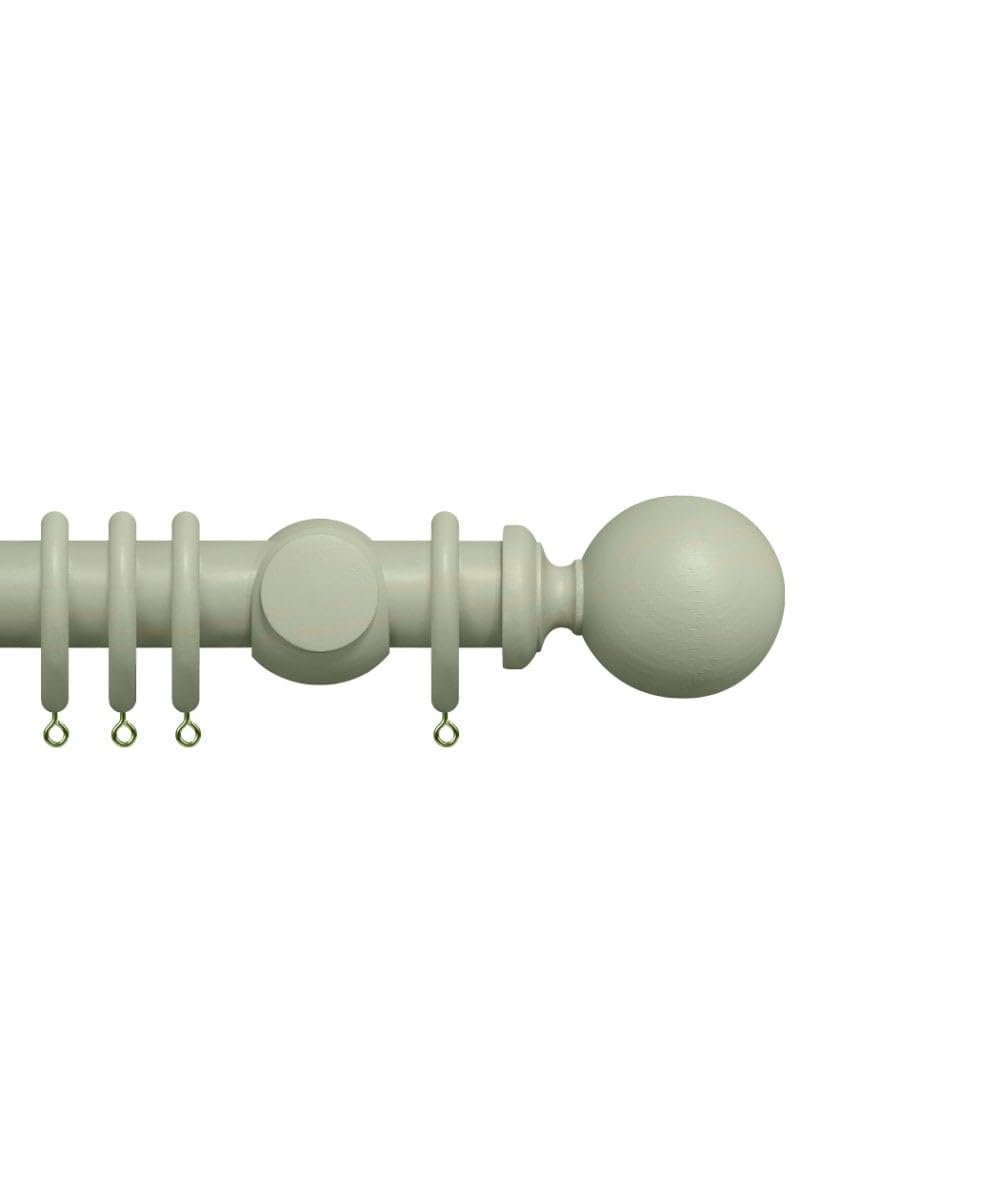 Premium 35mm Wooden Curtain Pole Set - Light Grey 90cm