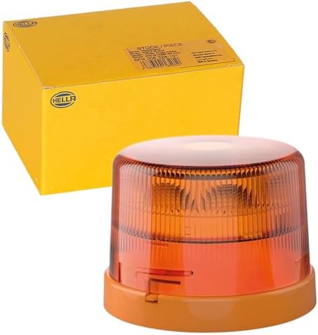 HELLA 2XD 012 972-001 LED Blitzleuchte - Blinkleuchte - KL 7000-12/24V | gelb (amber) - Anbau/geschraubt - Kabel: 120mm - Stecker: Euroflachstecker - für Traktor, LKW, Gabelstapler