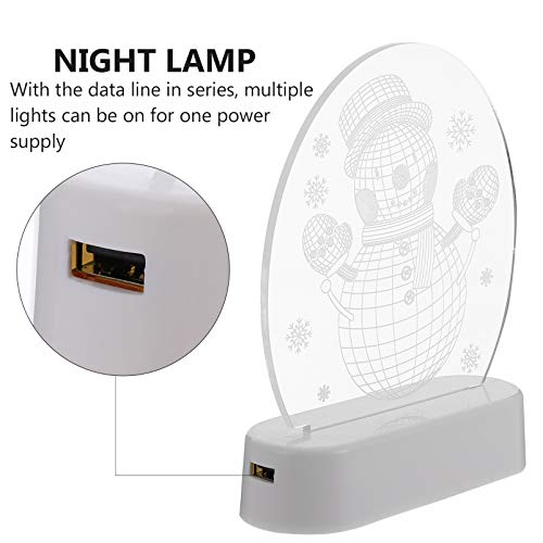 Lurrose Luz da Noite de Natal 3D Led Ilusão Boneco de Neve Lâmpada Decorativa Ambiente de Trabalho L