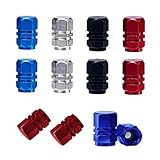 【Paquete】 El paquete incluye 48 tapas de vástago de válvula de automóvil, 4 colores que satisfacen sus diferentes necesidades, plateado, rojo, azul, negro.