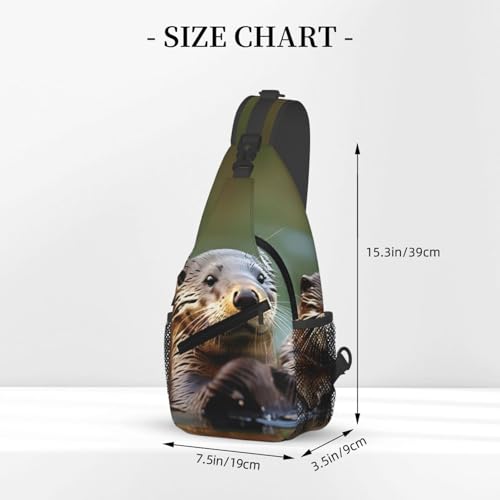 Mochila cruzada Otters Print para senderismo y viaje miniatura 3