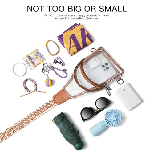 Image of LATMAP Clear Bag for Stadium Events 12x6x12 Clear Purse with 3-Zipper Pockets Crossbody Handbag Tote for Concerts Sports