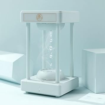 Tabletop Fountain Magic Rainbow Cloud Anti Gravity Levitating Water Drops Time Hourglass Fountain Hydra Lamp (11.02 * 6.30 * 6.30inch) Water Fountain Decor